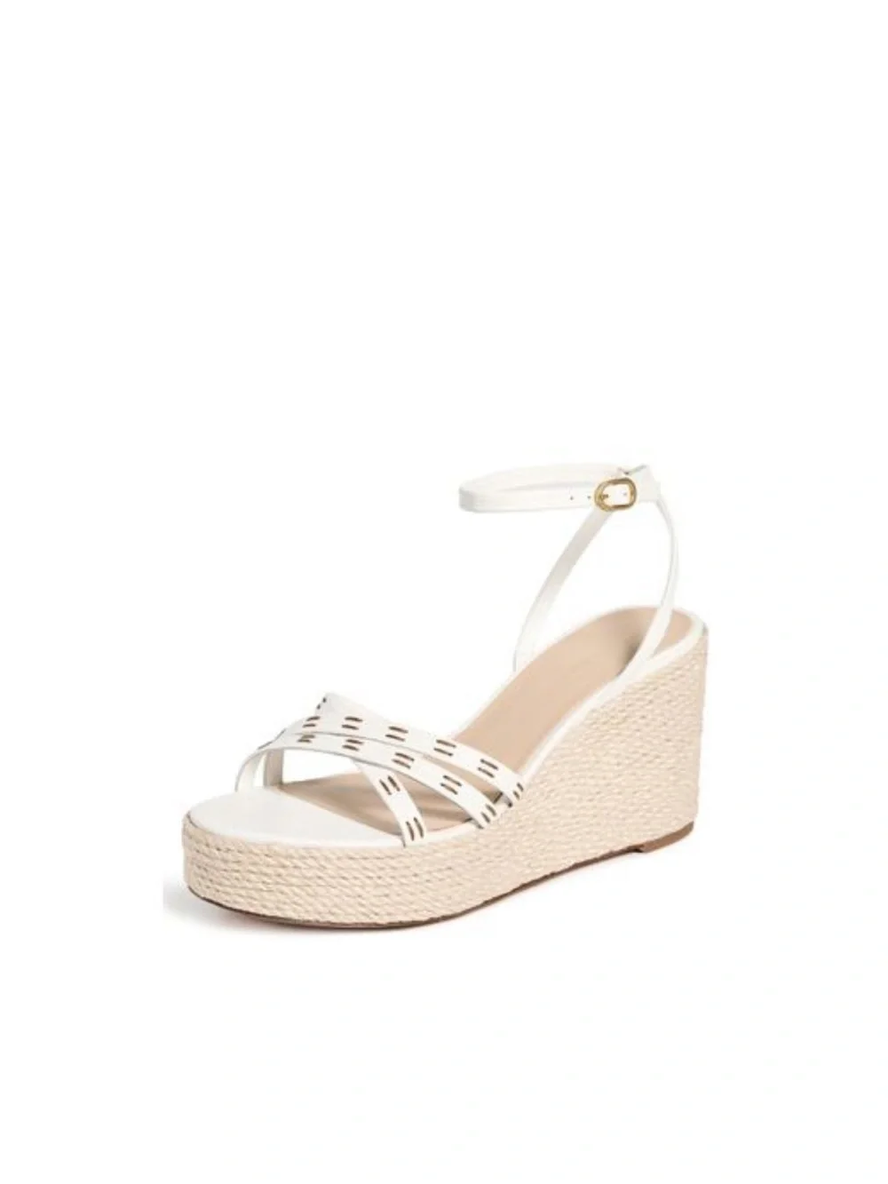 Veronica Beard Cream Woven Espadrille Wedge Sandals